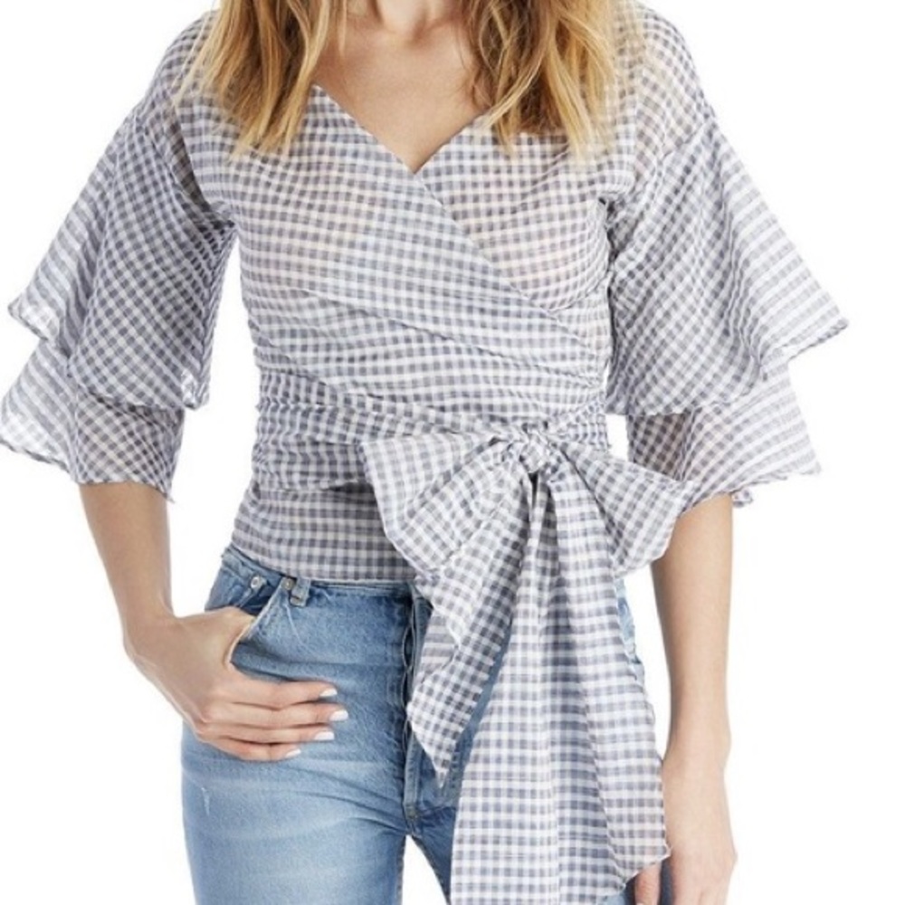 Wayf Gingham Print Top